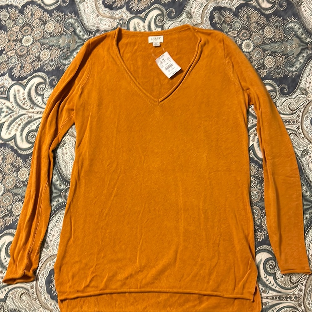 NWT J.CREW long sleeve V-neck tunic. Mustard color, size XS